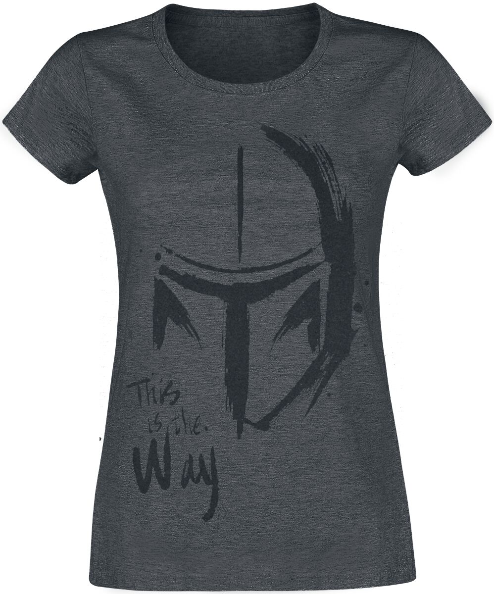 Star Wars T-Shirt - The Mandalorian - This Is The Way - S bis XXL - für Damen - Größe L - graphite  - Lizenzierter Fanartikel von Star Wars