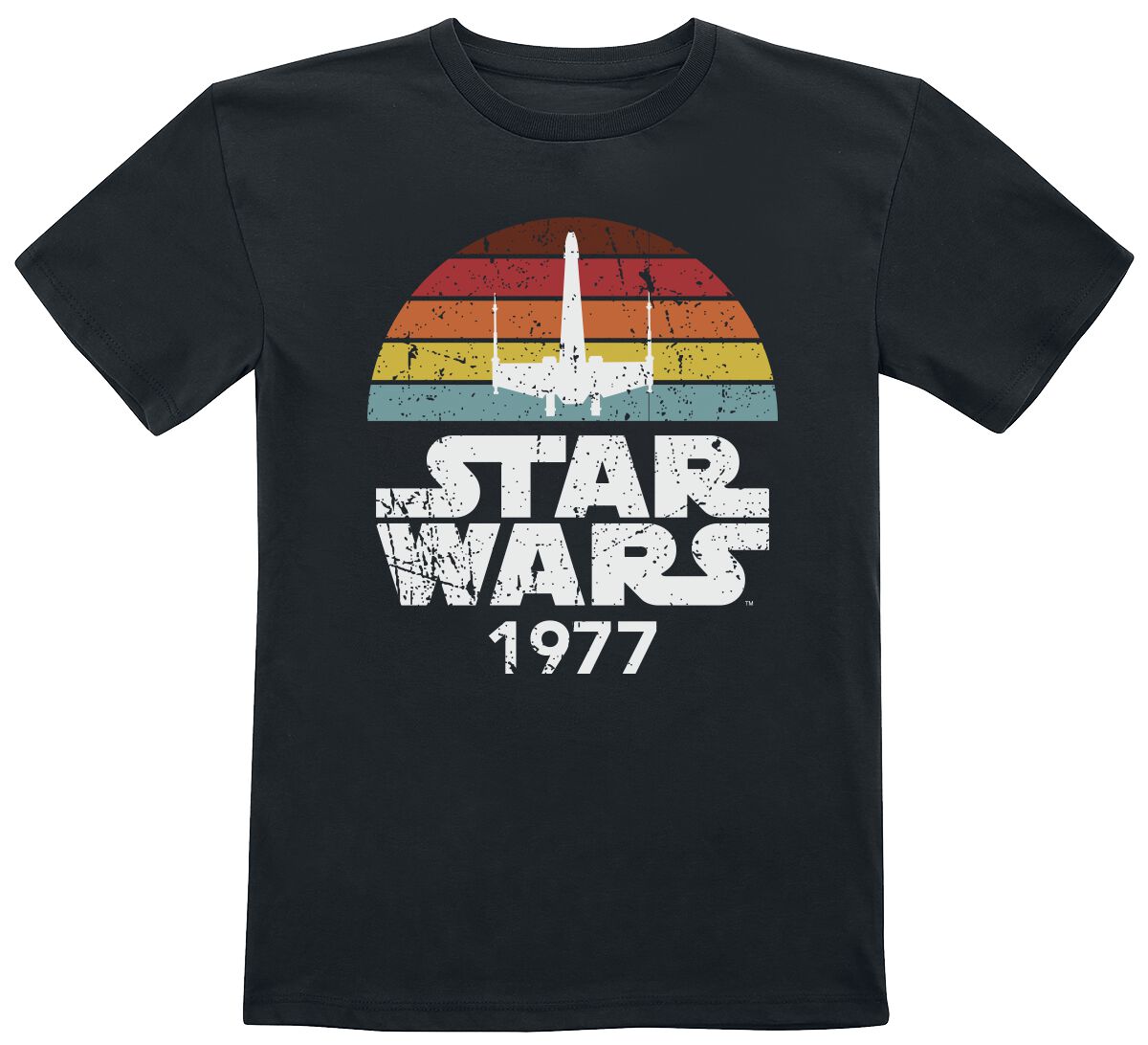 Star Wars T-Shirt für Kinder - Kids - Rainbox X-Wing 1977 - für Mädchen & Jungen - schwarz  - Lizenzierter Fanartikel von Star Wars