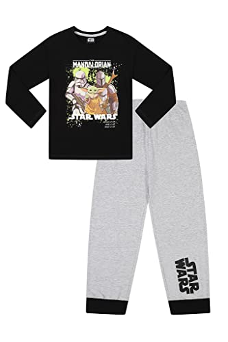 Star Wars The Mandalorian Baby Yoda Pyjama-Set, lang, Baumwolle, Schwarz , 10-11 Jahre von Star Wars