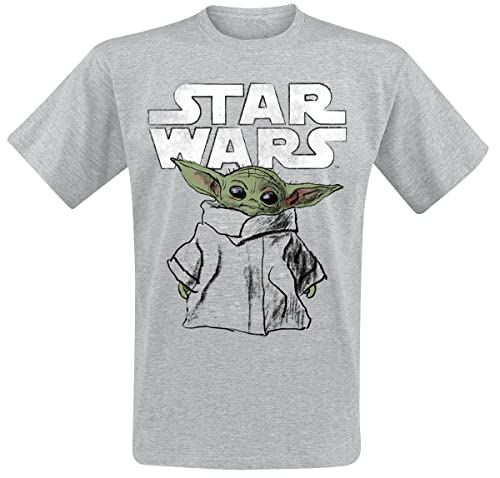 Star Wars The Mandalorian - Grogu - Sketch Männer T-Shirt grau meliert L von Star Wars