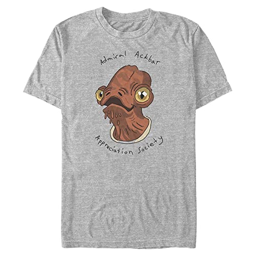 Star Wars Unisex Admiral Ackbar Organic Short Sleeve T-Shirt, Melange Grey, M von Star Wars