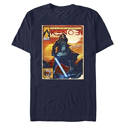 Star Wars Unisex Komically Kenobi Organic Short Sleeve T-shirt, Navy Blue, L von Star Wars