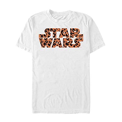 Star Wars Unisex Logo Cheetah Fill Organic Short Sleeve T-shirt, Weiß, S von Star Wars