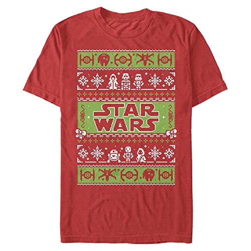 Star Wars Unisex Xmas Time Organic Short Sleeve T-shirt, Rot, XL von Star Wars
