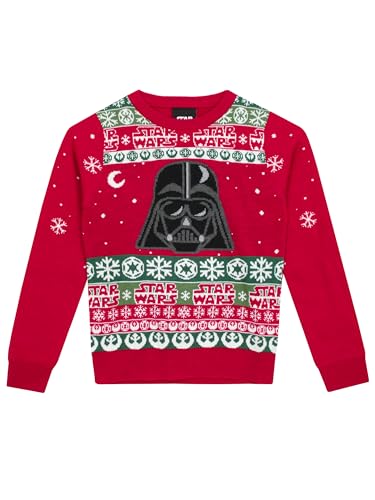 Star Wars Weihnachtspullover | Darth Vader Jungen Weihnachts Pullover | Weihnachtspulli Kinder| Rot | 152 von Star Wars