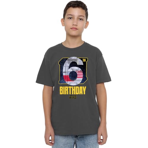 Star Wars Xwing 6th Birthday Space Unisex Kids T Shirt, Charcoal, 7-8 Years von Star Wars