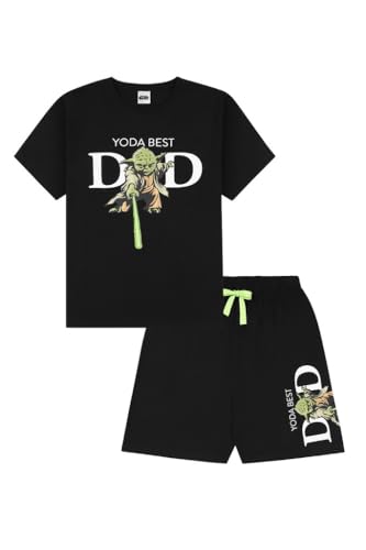 Star Wars Yoda Best Dad Herren Pyjama-Set, kurz, Schwarz , L von Star Wars