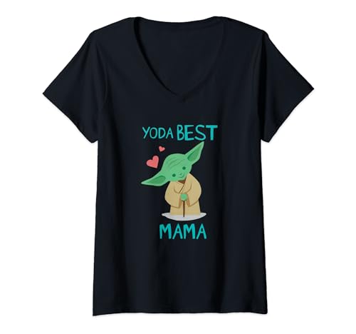 Star Wars Yoda Best Mama Yoda Chibi Portrait Mother’s Day T-Shirt mit V-Ausschnitt von Star Wars