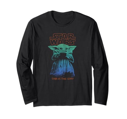 Star Wars: The Mandalorian Baby Yoda Holding Cup Color Faded Langarmshirt von Star Wars