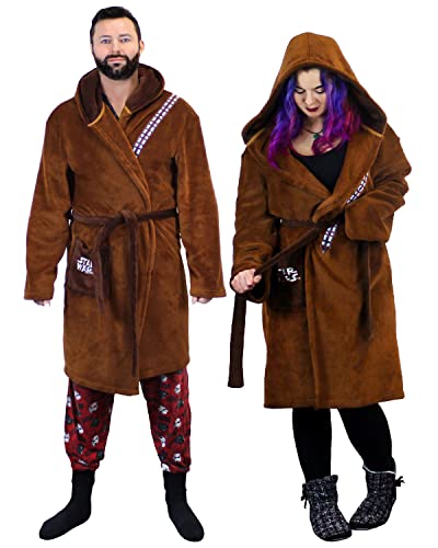 Unisex Erwachsene Star Wars Fleece Hooded Jedi & Chewbacca Bademantel Robe, Chewbacca, X-Large von Star Wars