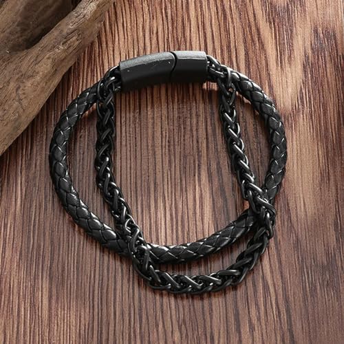 Star.W Fashion Creative Design Double Layer Leather Chain Bracelet with Magnetic Clasp for Men Casual Hip Hop Rock Punk Party Jewelry von Star.W