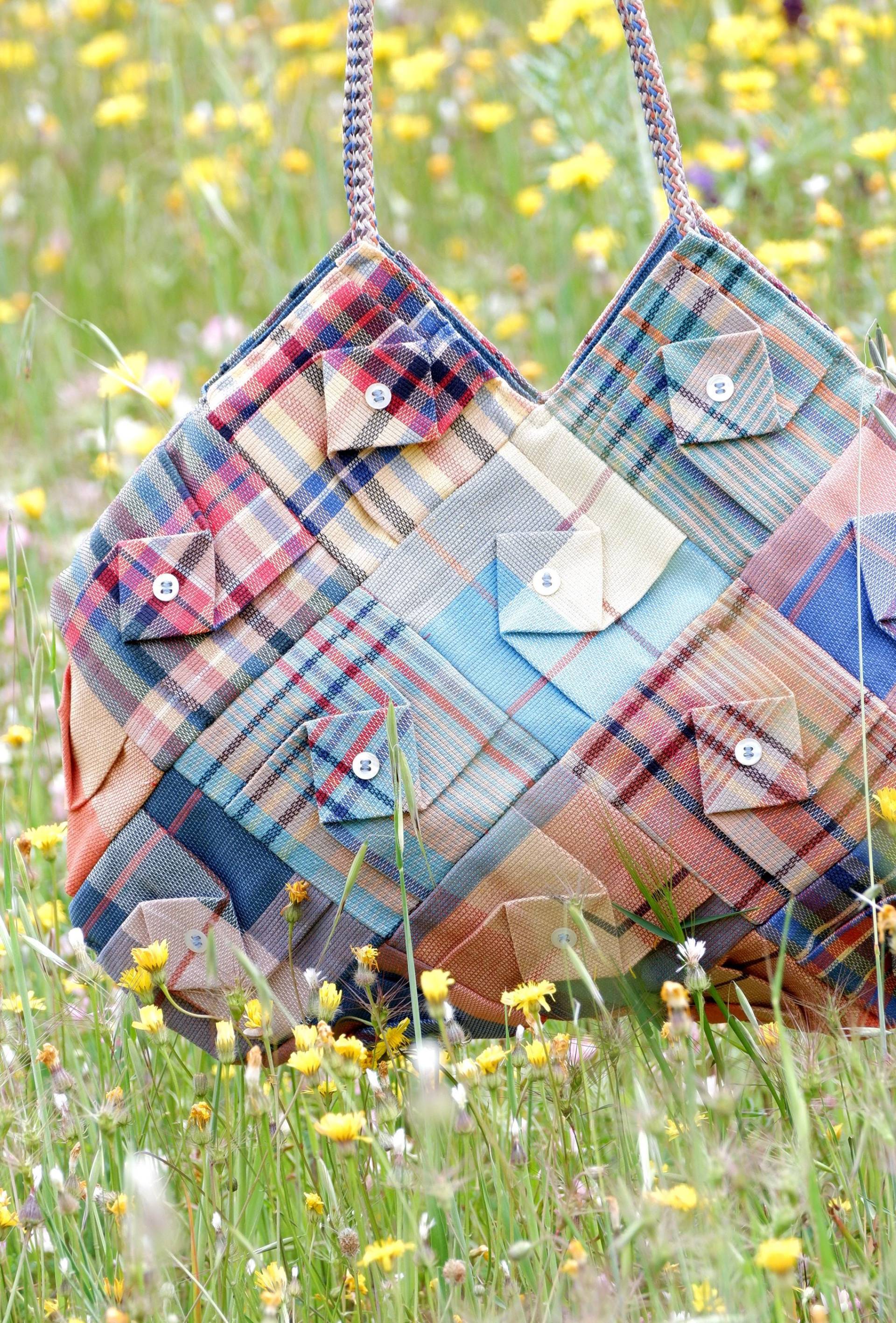 Gefaltete Karierte Tasche - Vintage Stoffe Patchwork Gefaltete Karierte Tasche - Vintage Stoffe Patchwork von StarBags