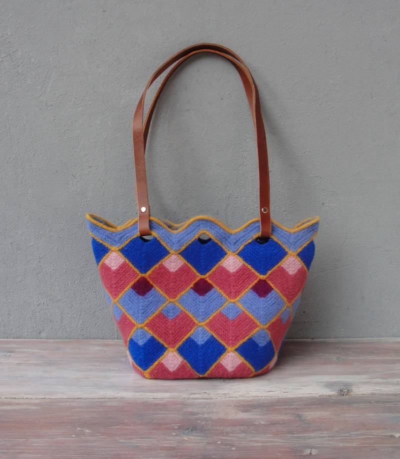 strickfilz Wolltasche Geometric Fun, Karierte Geldbörse von StarBags