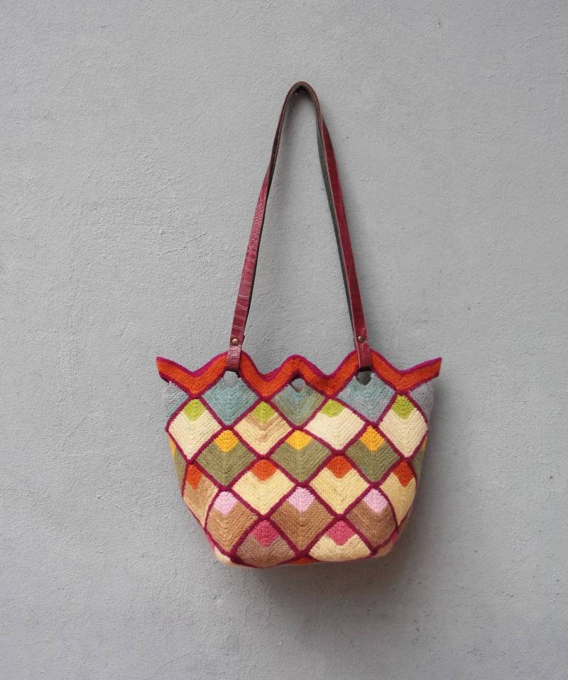 strickfilz Wolltasche Geometric Fun, Karierte Geldbörse von StarBags