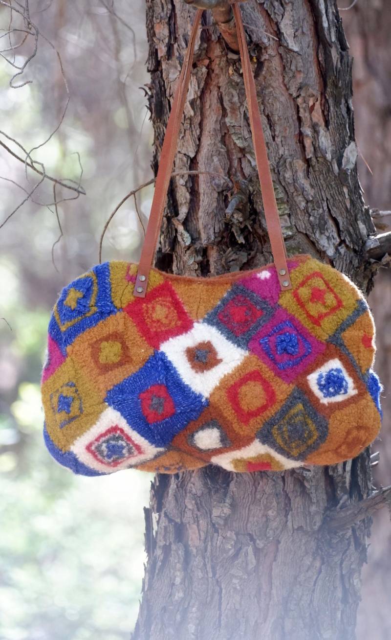 strickfilz Wolltasche Geometric Fun, Karierte Geldbörse von StarBags