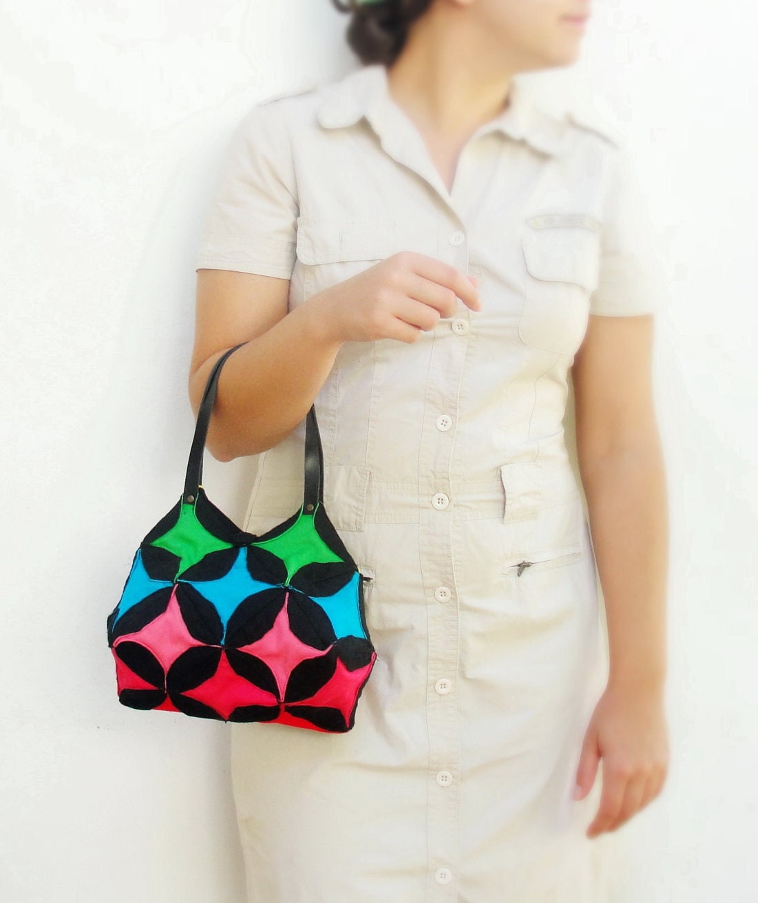 Regenbogen Tasche - Kathedrale Fenster Quilting Und Orinuno Mit Upcycled Leder von StarBags