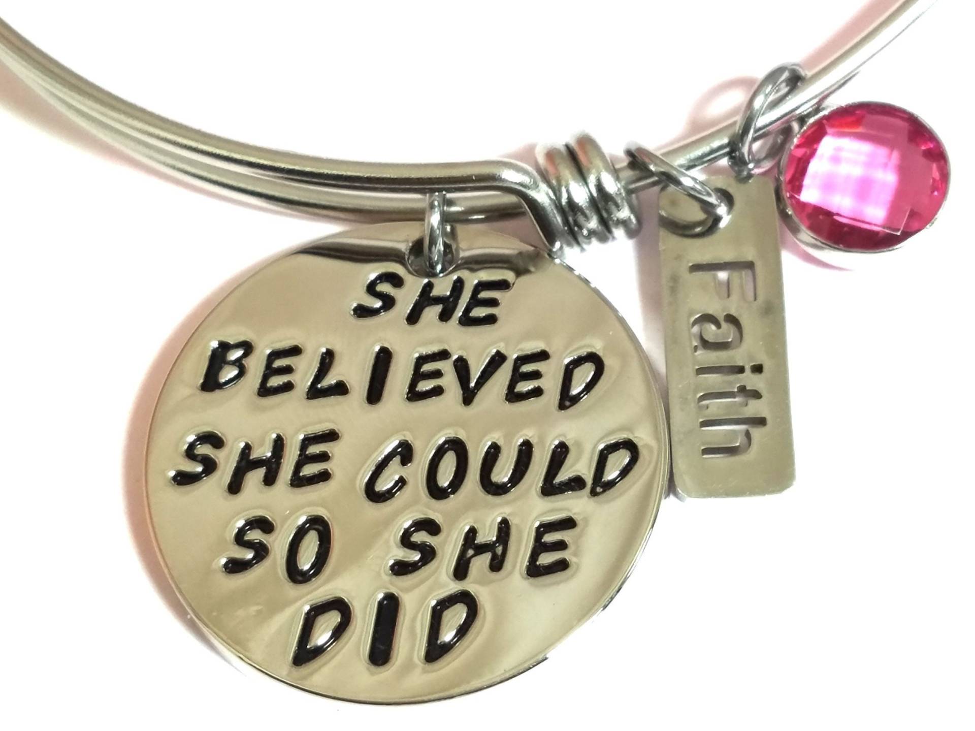 20147# Inspirierendes Armband Aus Langlebigem Edelstahl Mit Glaube Charm Und Rosa Edelstein Feines Geschenk Für Sie 20147# Inspirierendes Armband Aus Langlebigem Edelstahl Mit Glaube Charm Und Rosa Edelstein Feines Geschenk Für Sie von StarBuckJewelry