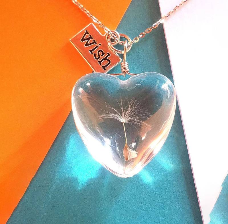 925 Sterling Silber Handgemachte Ausgefallene Glas Pusteblumen Samen Herz Halskette - Paare Geschenke Jahrestag Personalisierte von StarBuckJewelry