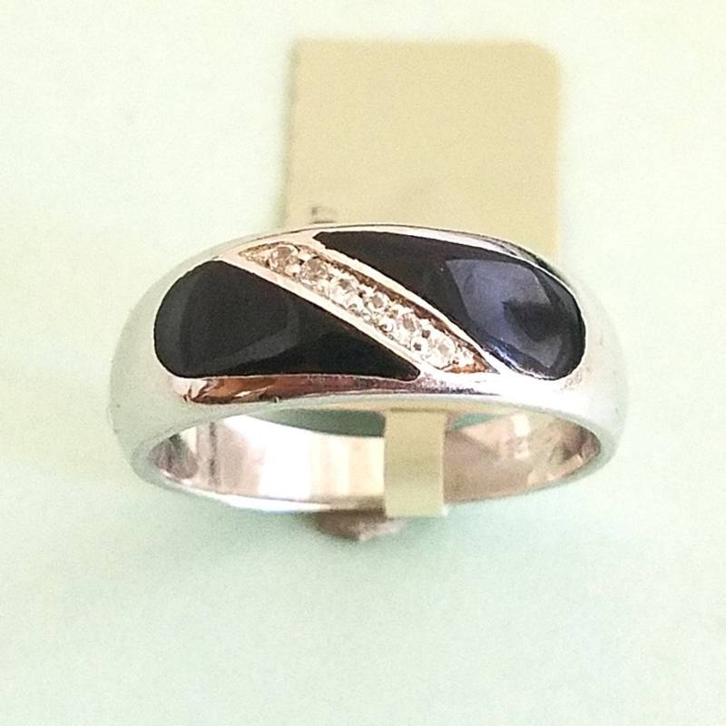 Damen Schwarzer Onix Ring Mit Cz 925 Sterling Silber, Geschenk Für Sie. #2075 von StarBuckJewelry