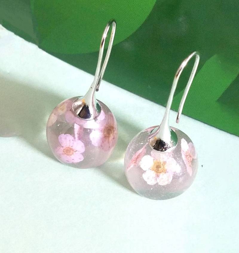 Premium Echte Glasblüten Rosa Tropfen Ohrringe - Geschenke Für Sie Zierliche Personalisierte #2053 von StarBuckJewelry