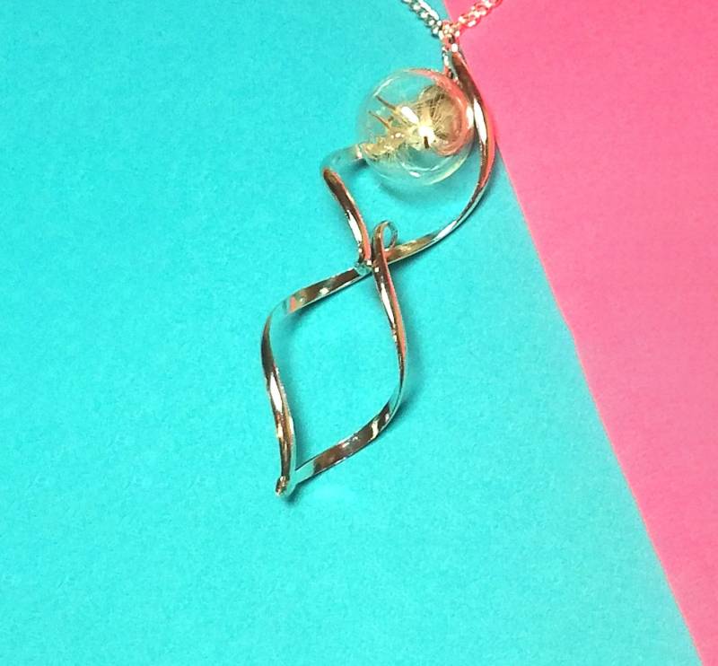 Premium Handgefertigte Twisted Fancy Glas Orb Pusteblume Samen Silber Halskette - Custom Paare Geschenke Minimalist #20107 von StarBuckJewelry