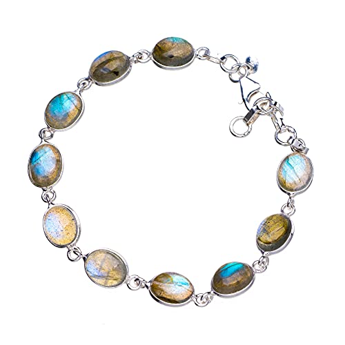 925er Sterling Silber Labradorite Einzigartig Handgefertigt Armbänder 20,32cm Blue B4359 von StarGems