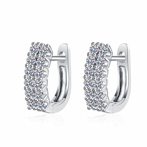 StarGems® Doppellagig 0,72cttw Moissanite 925 Silber Platinierte Manschettenohrringe EX097 von StarGems