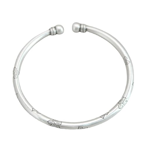 StarGems® Eröffnung gemeißelte Birnenblüte handgefertigt 999 Sterling Silber Armreif Manschettenarmband für Frauen Cb0030 von StarGems