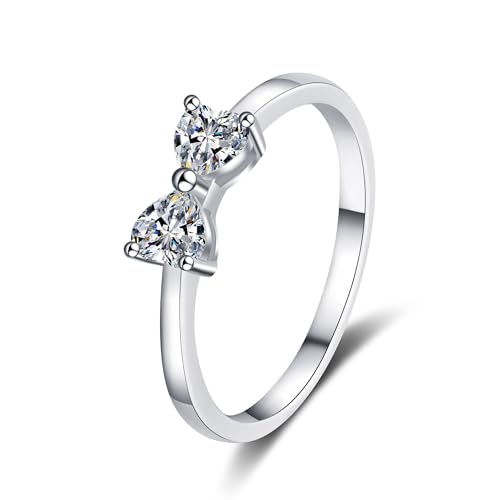 StarGems® Fliege 0,6ct Moissanit 925 Silber Platin Ring RX098-0.6ct-55 (17.5) von StarGems