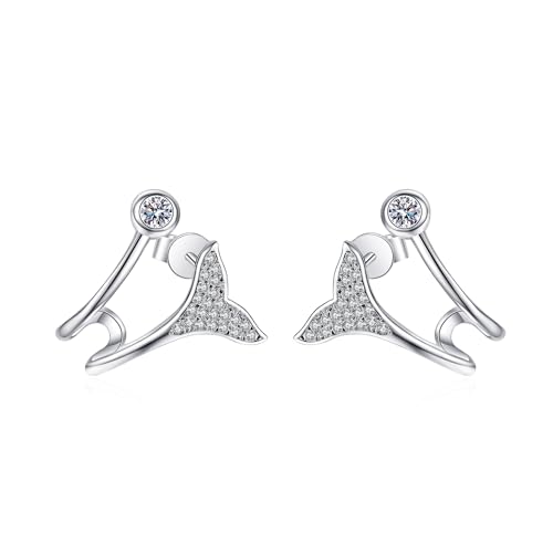 StarGems® Meerjungfrauen-Schwanz 0.42cttw Moissanite 925 Silber Platinierte Ohrstecker EX013 von StarGems