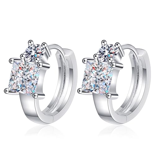 StarGems® Prinzessin Schliff 2.6cttw Moissanite 925 Silber Platinierte Manschettenohrringe EX090 von StarGems