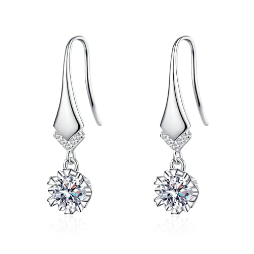 StarGems® V-förmig 1ct×2 Moissanite 925 Silber Platinierte Ohrhänger EX110 von StarGems