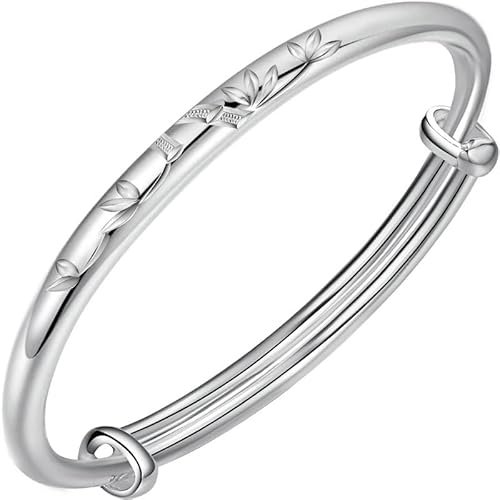 StarGems® Verstellbarer geschnitzter Bambus-förmigHandgefertigtes 999er Sterlingsilber Armreif Manschettenarmband für Frauen Cb0204 von StarGems