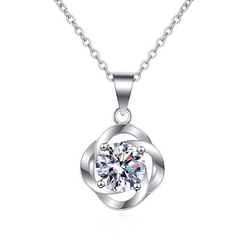 StarGems® Vierzackig 1ct Moissanit 925 Silber Platin Halskette 40+5cm NX018 von StarGems