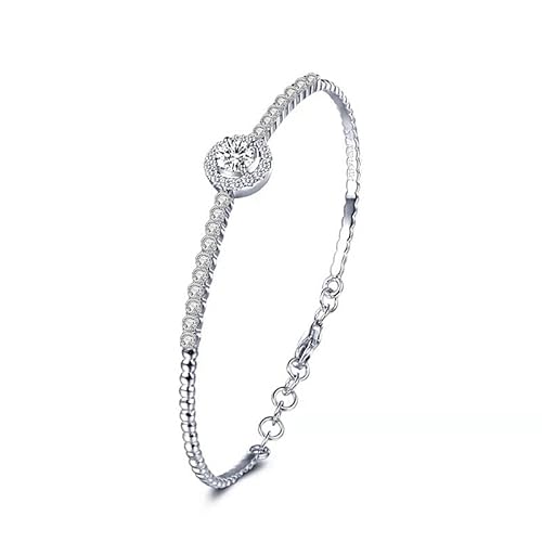 StarGems 0,5 ct Moissanit 925 Silber platinierter Zirkonia umgebenes verstellbares rundes Armband B4689 von StarGems