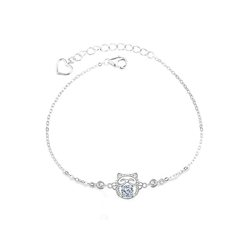 StarGems 0,5 ct Moissanite 925 Silber platinierter Zirkonia Katze verstellbares Armband B4698 von StarGems