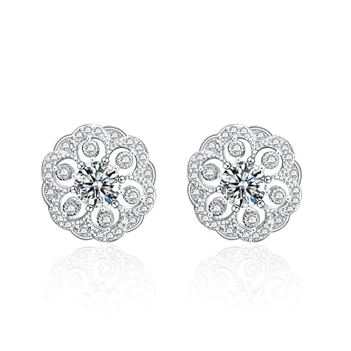 StarGems 0,5 ct Moissanite 925 Silber platinierter ausgehöhlter Blumenstecker B4649 von StarGems