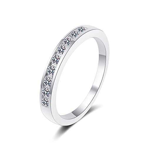StarGems 0.27ct Moissanit 925 Silber Platiniert Bandring B4467-0.27ct-7.5 von StarGems