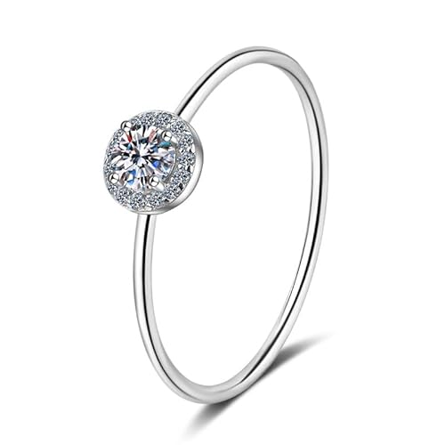 StarGems 0.3ct Moissanit 925 Silber Platiniert&Zirkonia Umgeben Klassisch Four Krappenring B4510-0.3ct-7 von StarGems