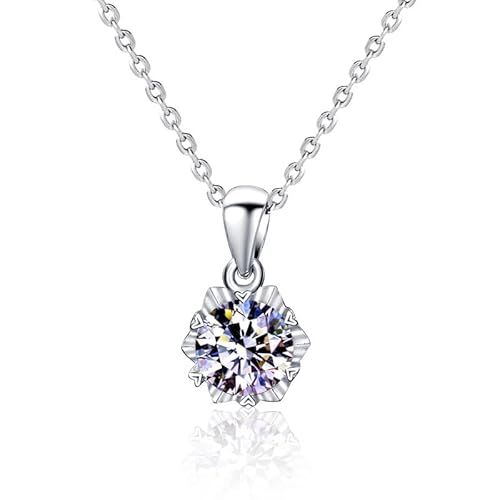 StarGems 1 Karat Moissanite 925 Silber platinierte Schneeflocken-Halskette B4622 von StarGems