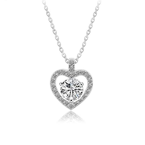 StarGems 1 Karat Moissanite 925 Silber platinierte & Zirkonia Love-Shape Halskette B4591 von StarGems