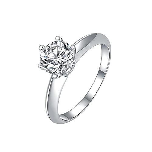StarGems 3ct Moissanit 925er Sterlingsilber platiniert Klassisch Ring mit sechs Zacken B4753-3ct-6 von StarGems