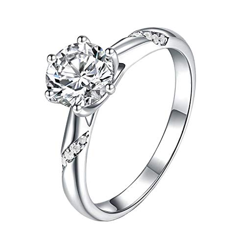 StarGems 3ct Moissanit 925er Sterlingsilber platiniert Zirkonia Klassisch Ring mit sechs Zacken B4757-3ct-6.5 von StarGems