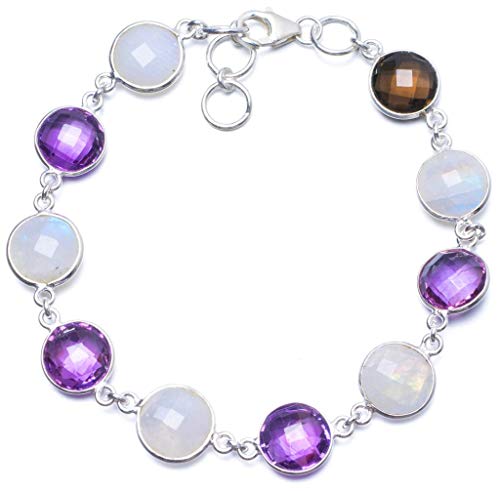 StarGems 925er Sterling Silber Amethyst Einzigartig Handgefertigt Armbänder 21,59cm Purple Y0003 von StarGems