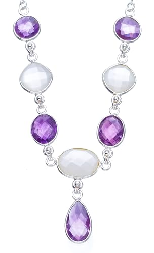 StarGems 925er Sterling Silber Amethyst Einzigartig Handgefertigt Ketten 45,72cm Purple S3384 von StarGems