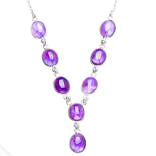 StarGems 925er Sterling Silber Amethyst Einzigartig Handgefertigt Ketten 47,63cm Purple Y5315 von StarGems