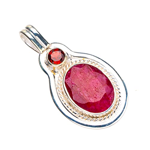 StarGems Cherry Ruby und Garnet Handgefertigter Anhänger aus 925er Sterlingsilber 4 cm D2977 von StarGems