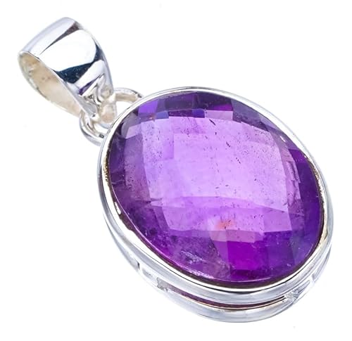 StarGems Natürlich Amethyst Handgefertigter Anhänger aus 925er Sterlingsilber 2.54cm F5332 von StarGems