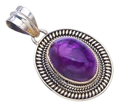 StarGems Natürlich Amethyst Handmade 925 Sterling Silver Anhänger 1 4/9" F6470 von StarGems