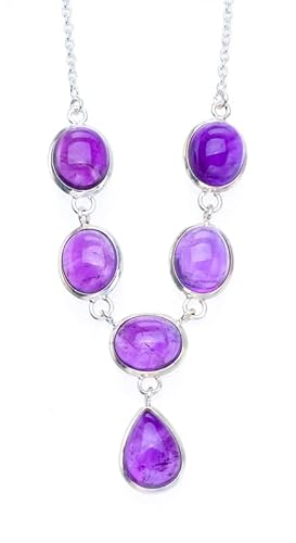 StarGems Natürlich Amethyst Handmade 925 Sterling Silver Halskette 18 1/2" F6787 von StarGems